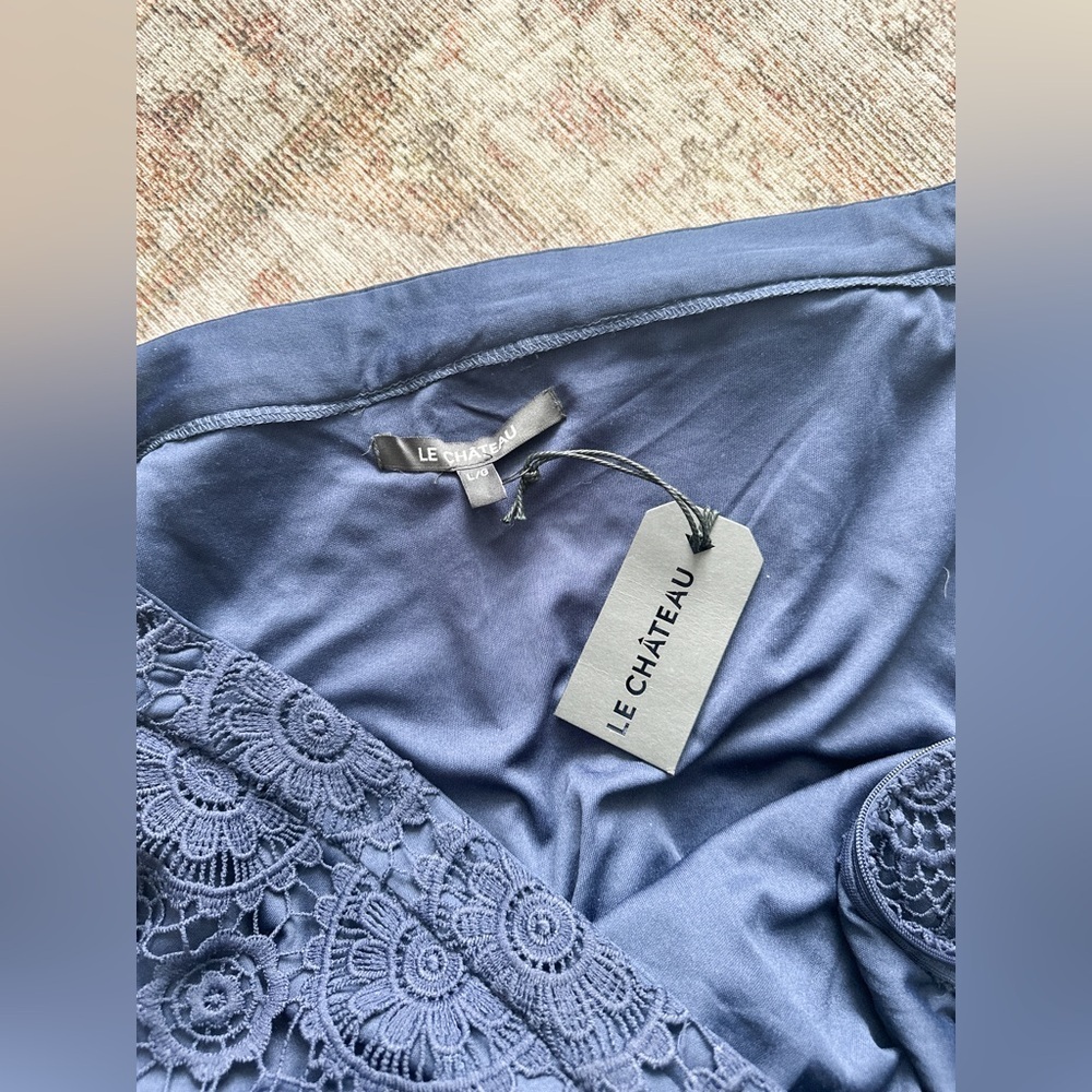 NWT - LeChateau Maxi Skirt - Navy - Lace Short Lining _ Size Large - Picture 7 of 8